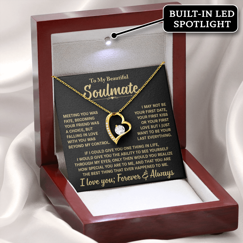 To My Beautiful Soulmate - Meeting You Was Fate - Heart Necklace