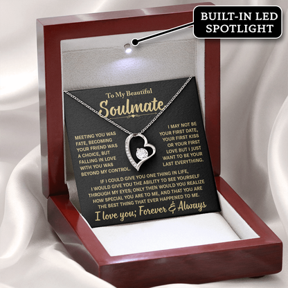 To My Beautiful Soulmate - Meeting You Was Fate - Heart Necklace