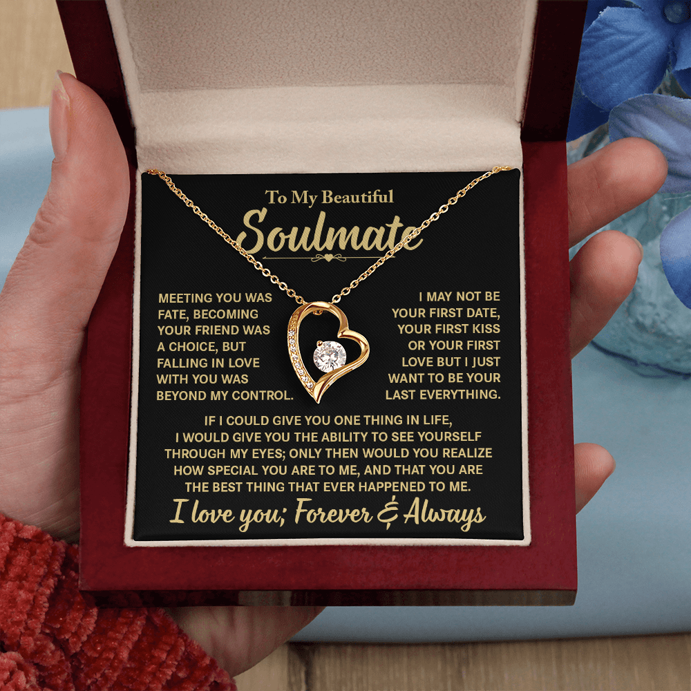 To My Beautiful Soulmate - Meeting You Was Fate - Heart Necklace